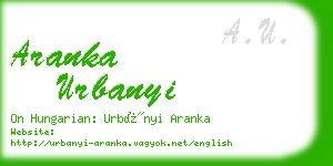 aranka urbanyi business card